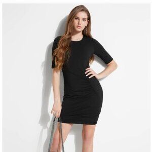 NWT Guess Half Sleeve Arjean Ruched Little Black Dress  SP